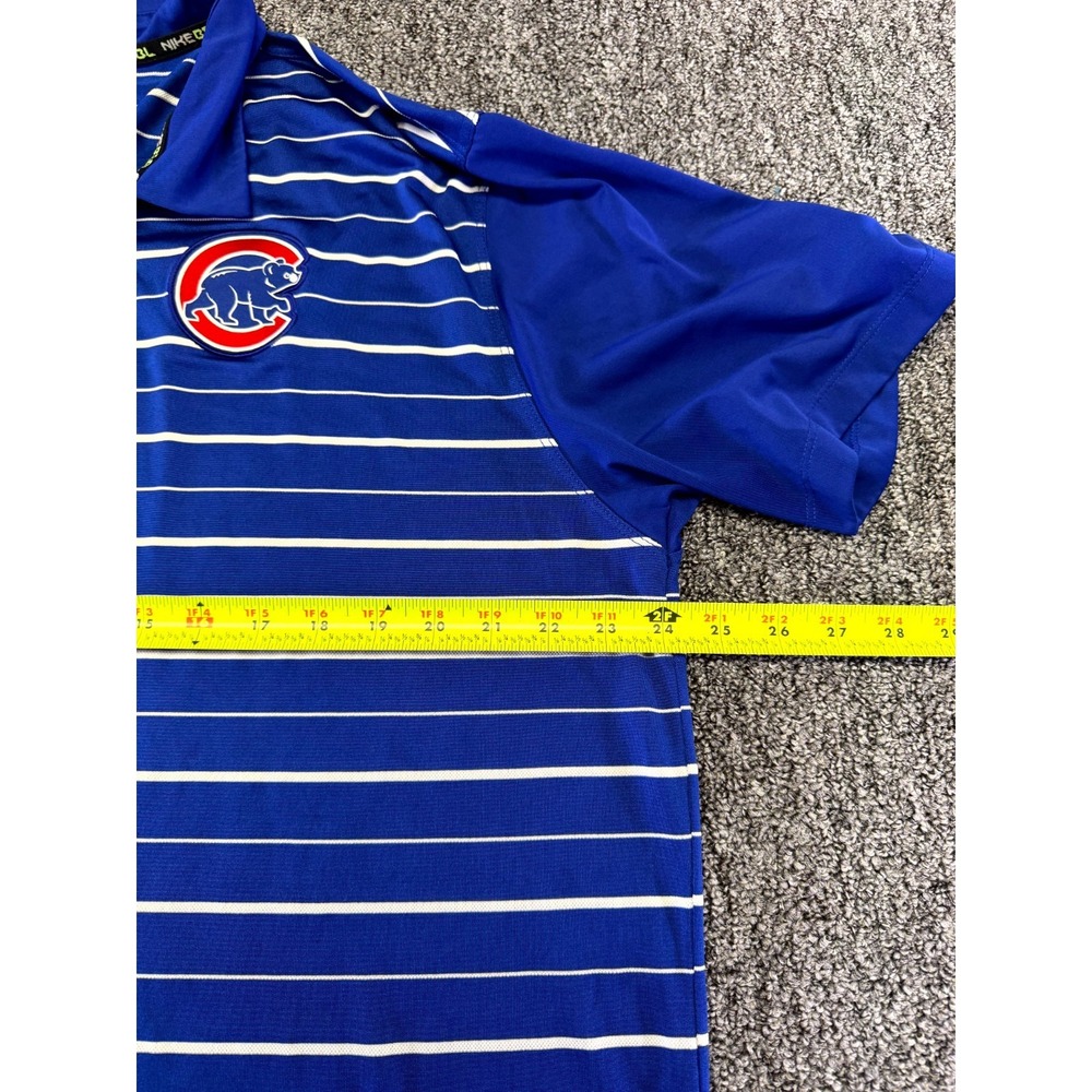 Nike Polo Chicago Cubs Mens XL Blue Striped Dri-Fit MLB Logo Shirt - Picture 11 of 16